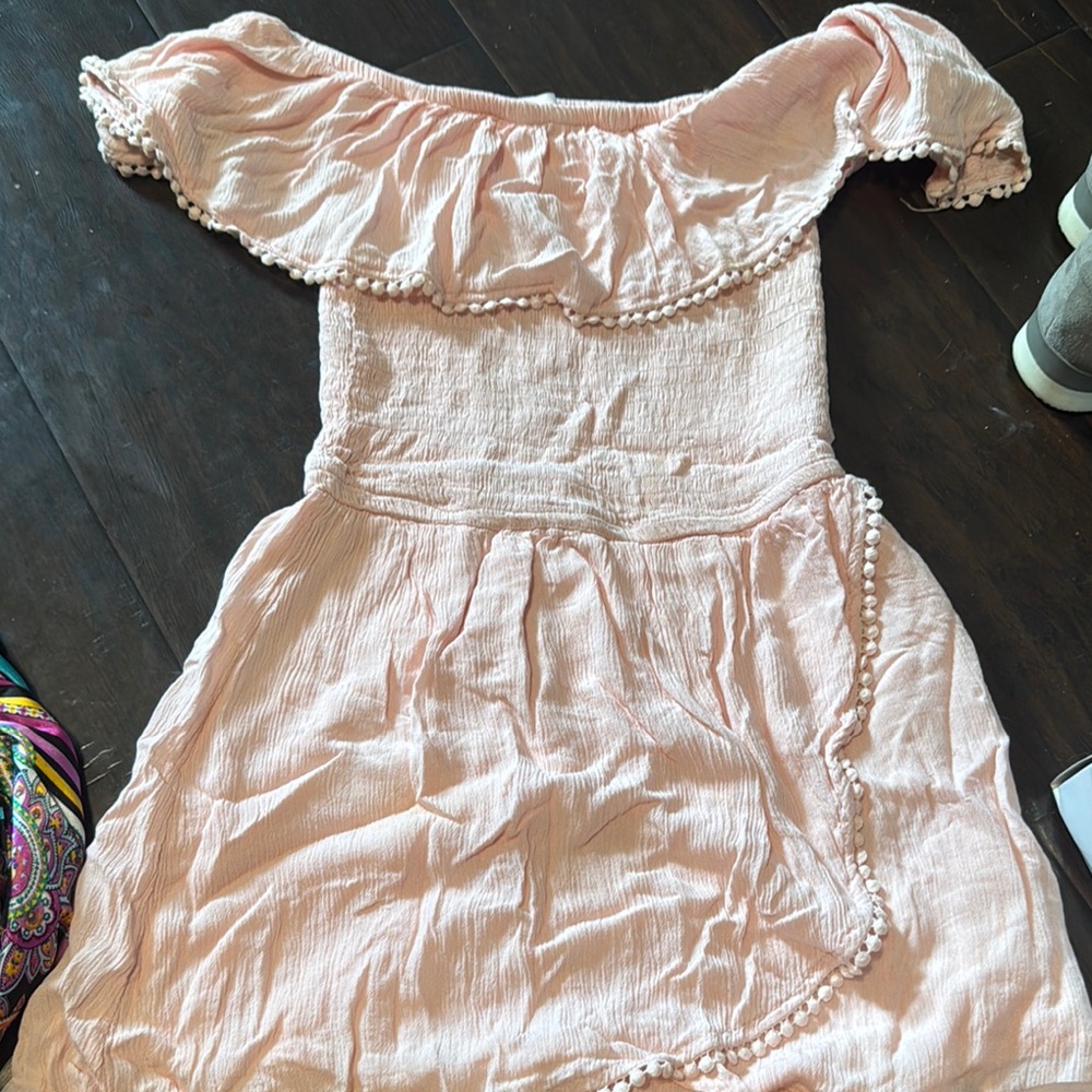 Blush Pink Off-Shoulder Flutter Sleeve Sundress for Cocktail